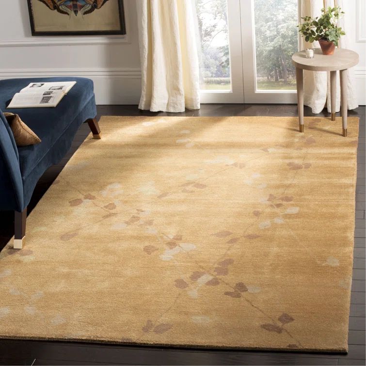 Amber Trellis Hand-Knotted Wool Rectangular Rug - 3'9" x 5'9"