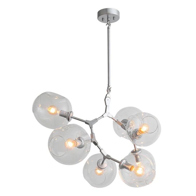 Fairfax 30" Chrome Frame with Hand-Blown Glass Globes Chandelier