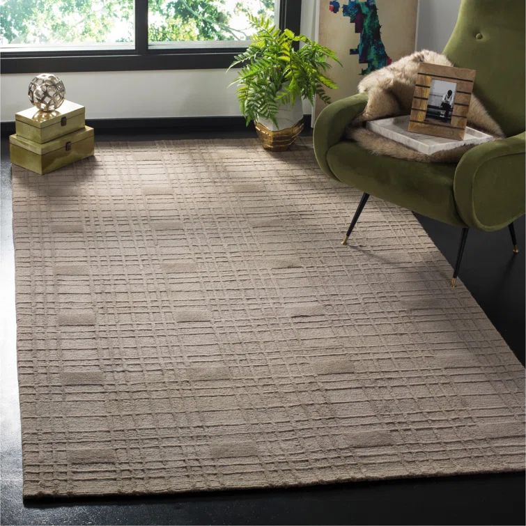 Slate Geometric Wool Hand-Knotted 5' x 7' Area Rug
