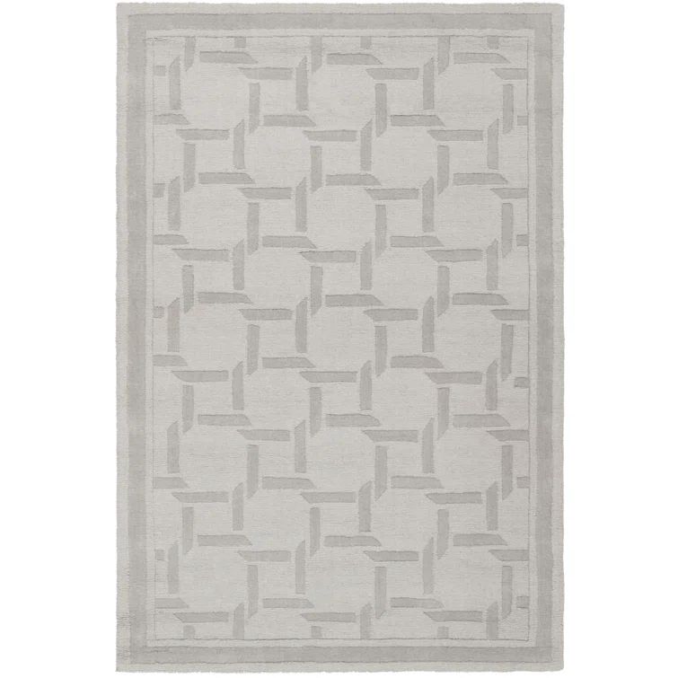 Gray Geometric Hand-Tufted Wool Rug, 4' x 6'