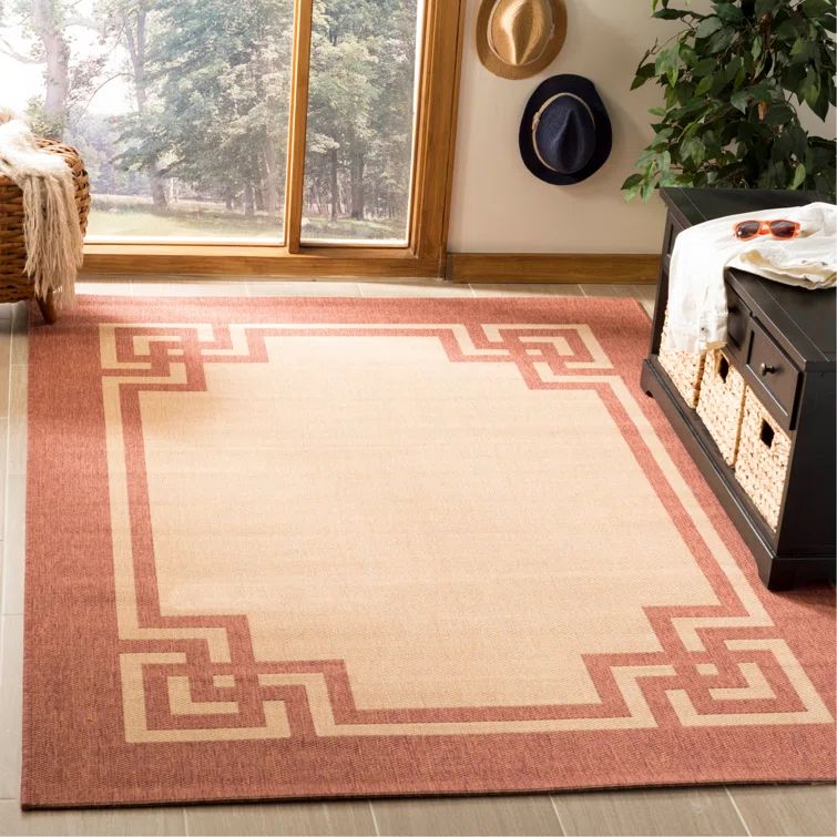 Beige and Terracotta Tufted Handmade Reversible Rug