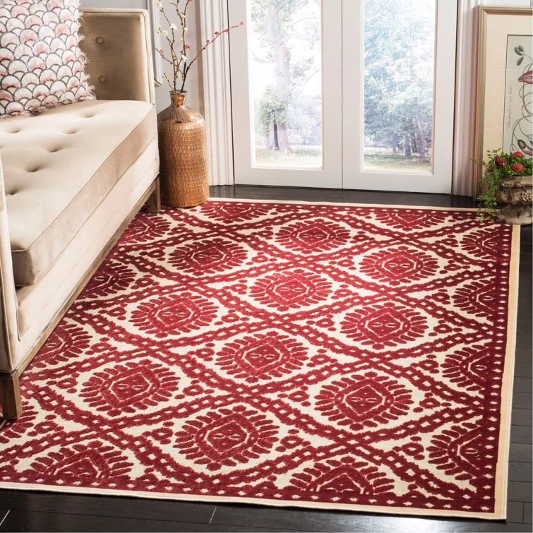 Handmade Tufted Reversible Rectangular Red Viscose Rug 5' x 7'