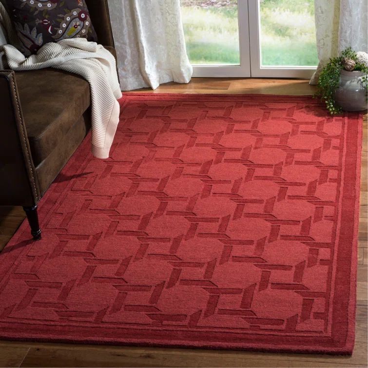 Sealing Wax Red Hand-Tufted Wool Geometric Rectangular Rug 8' x 10'