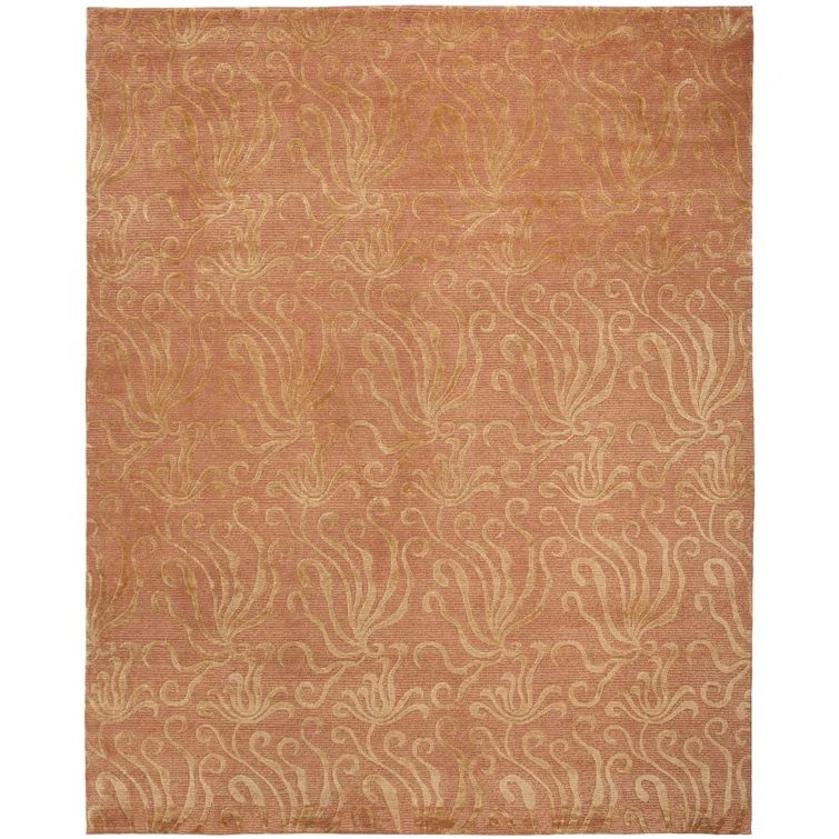 Corraline Elegance Hand-Knotted Wool and Silk 9' x 12' Area Rug