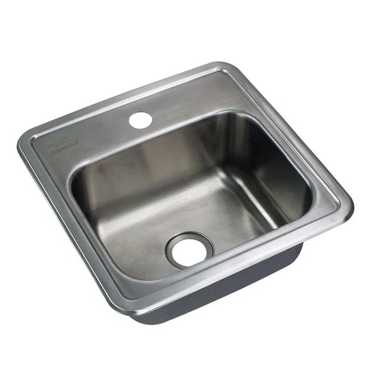 15'' Brushed Stainless Steel Single Bowl Drop-In Kitchen Sink