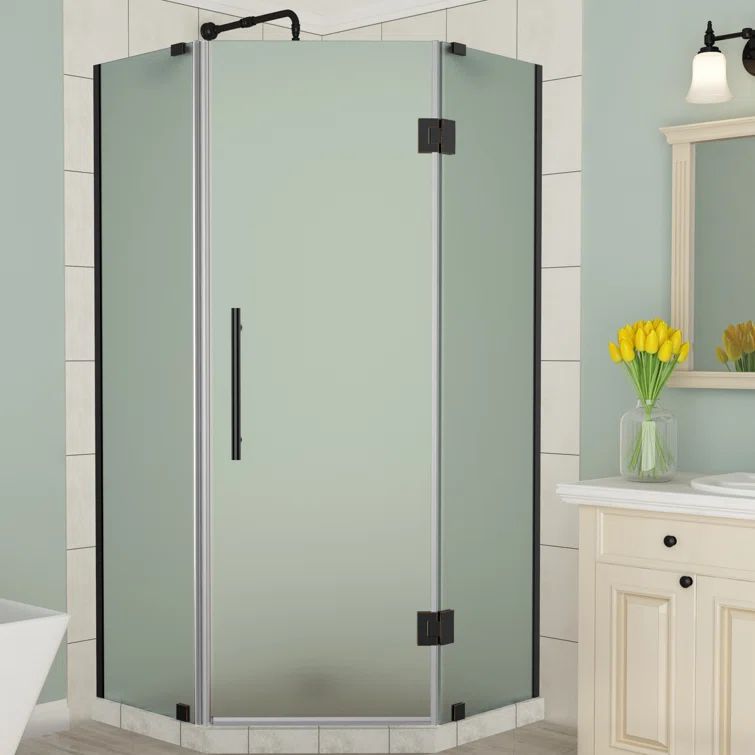 Merrick 34" x 72" Oil Rubbed Bronze Frameless Neo Angle Shower Enclosure
