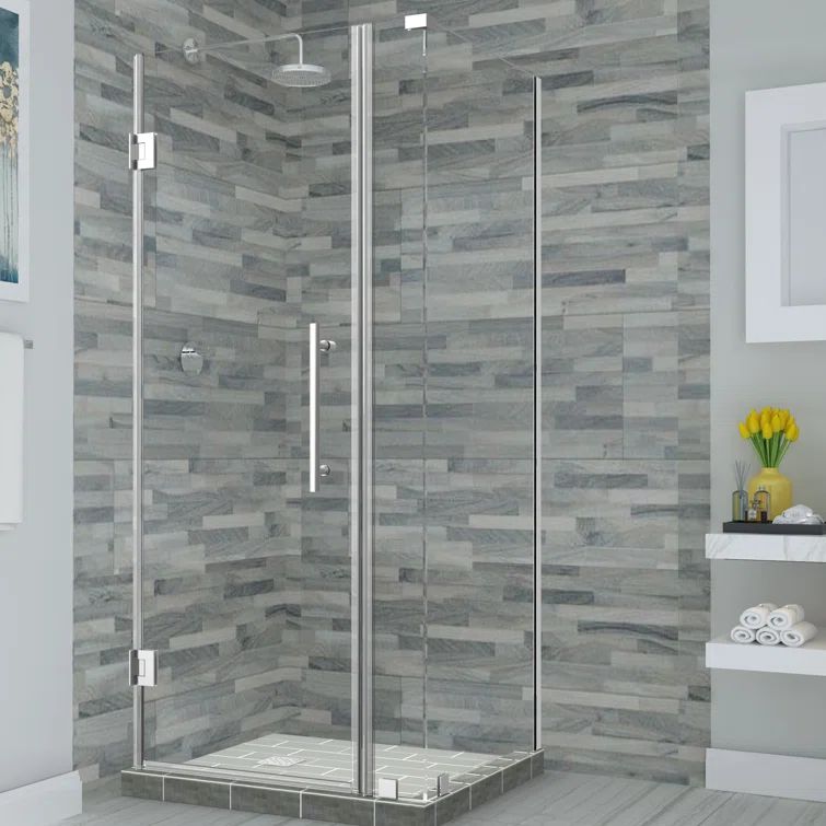 Bromley 34.25" x 72" Frameless Chrome Hinged Shower Enclosure