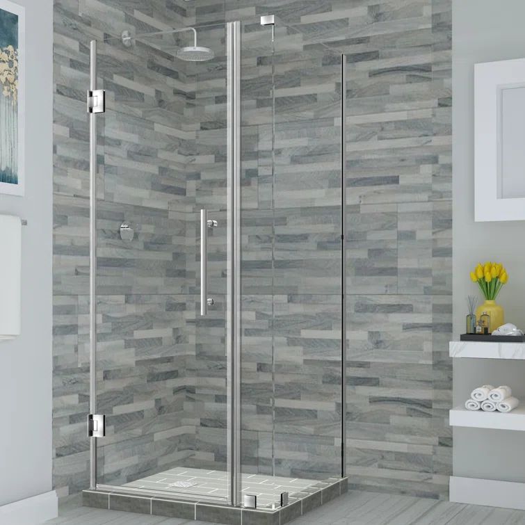 Bromley 72" Frameless Stainless Steel Hinged Shower Enclosure
