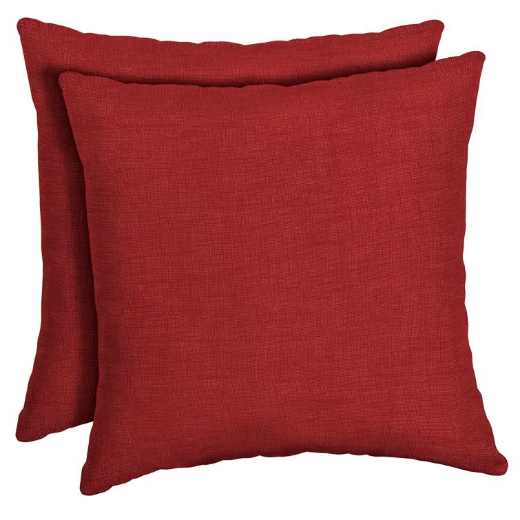 Ruby Red Polyfill Outdoor Square Throw Pillow Set
