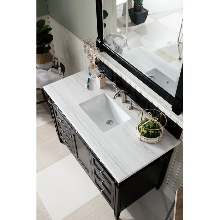 Black 47'' Plywood Single Vanity with Multiple Drawers