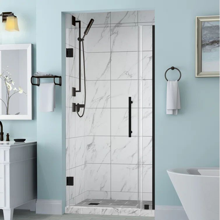 Belmore 35 x 72 Oil Rubbed Bronze Frameless Hinged Shower Door