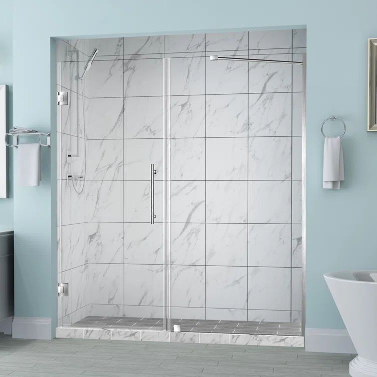 Belmore 59" x 72" Frameless Chrome Hinged Shower Door