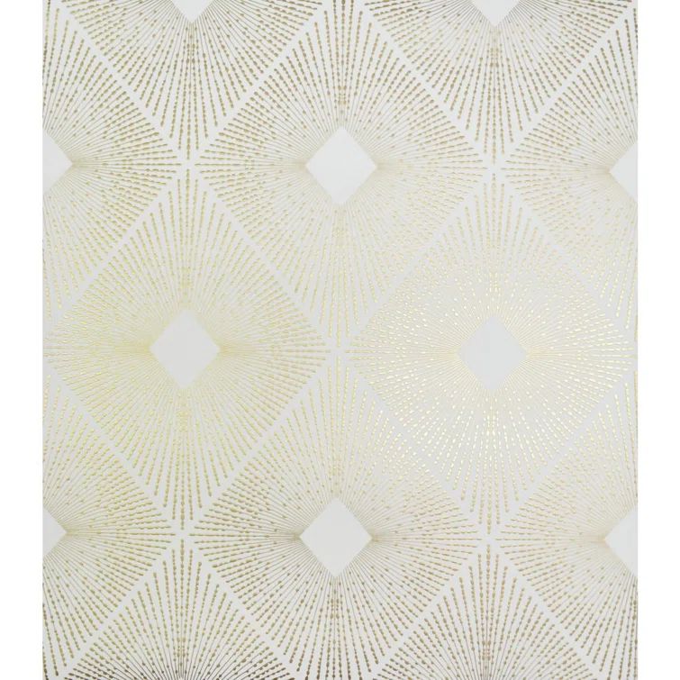 White and Gold Geometric Non-Woven Wallpaper Per Bolt