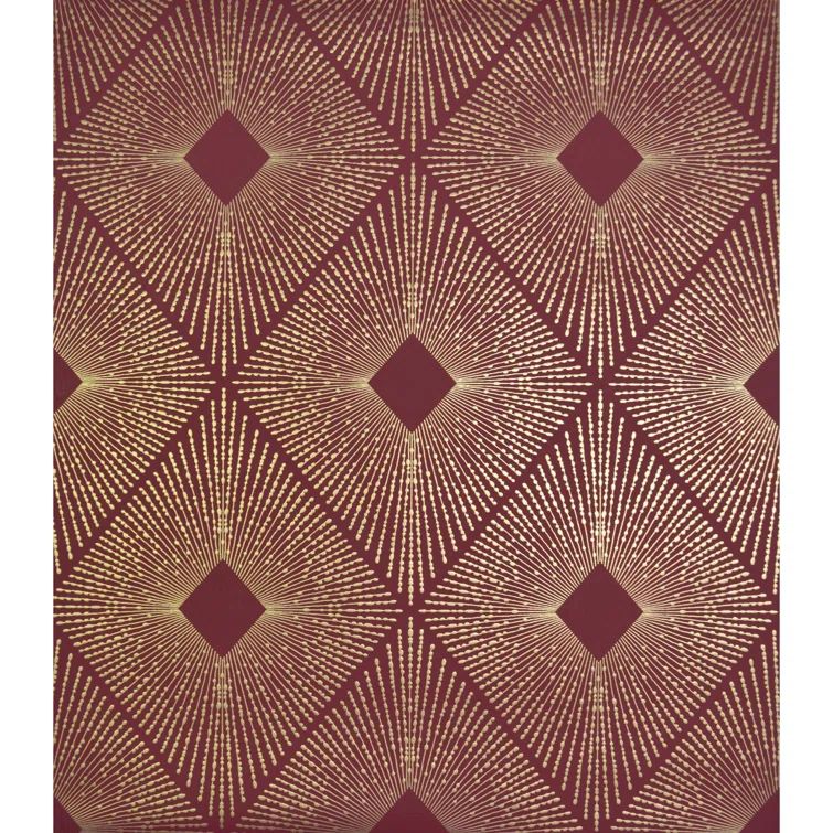 Red and Gold Geometric Art Deco Non-Woven Wallpaper