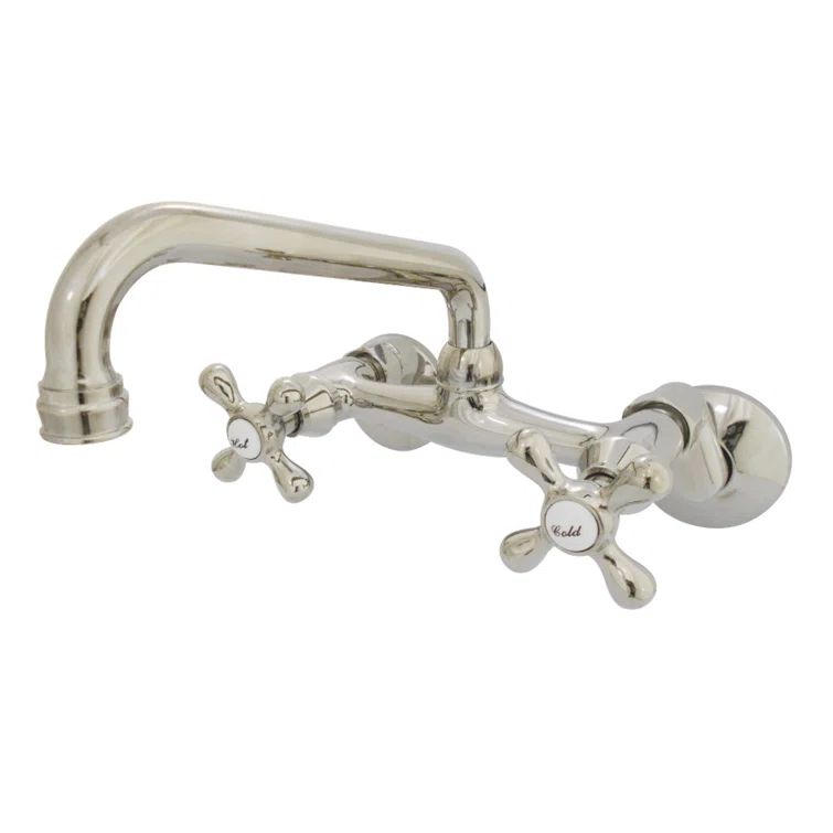 Polished Nickel Wall Mount Kitchen Faucet with Pull-out Spray