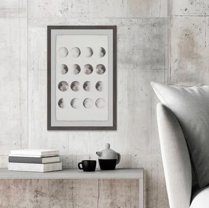 Phases of the Moon II Gray Framed Graphic Art Print