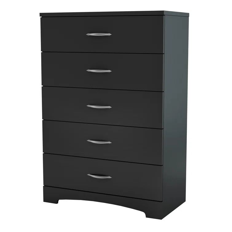 Pure Black 5-Drawer Nursery Dresser with Soft Close