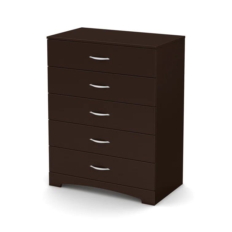 Chocolate 5-Drawer Dresser with Soft Close Drawer