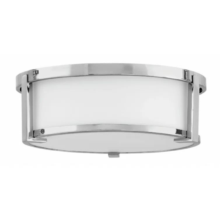 Lowell Transitional Chrome 2-Light Flush Mount with Etched Opal Shade