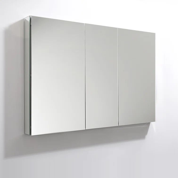 Mirrored Aluminum Frameless Rectangular Bathroom Medicine Cabinet
