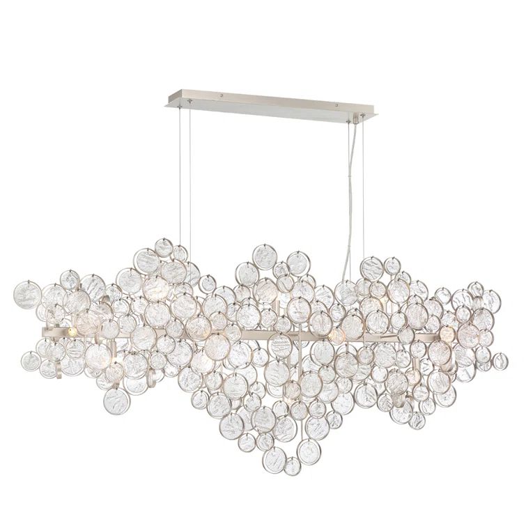 Trento 15-Light Champagne Silver and Clear Glass Chandelier