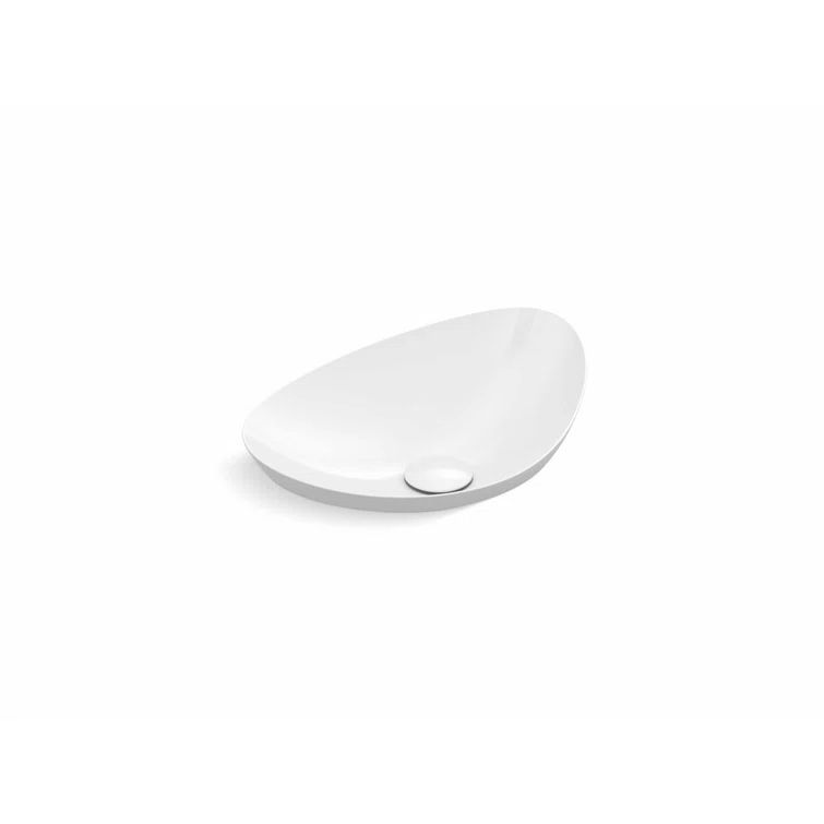 Veil Asymmetrical Oval Ceramic Vessel Sink in White