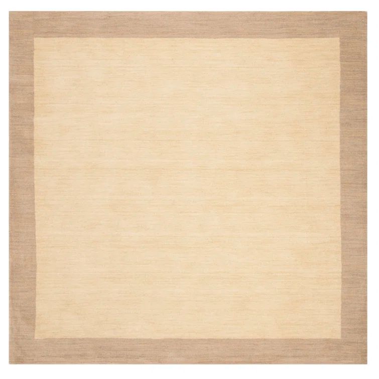 Ivory and Beige Handmade Wool Square Area Rug