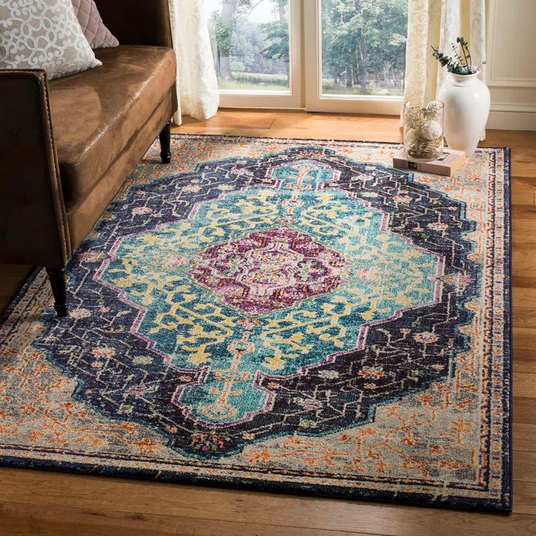 Reversible Black Synthetic 6' x 9' Stain-Resistant Area Rug