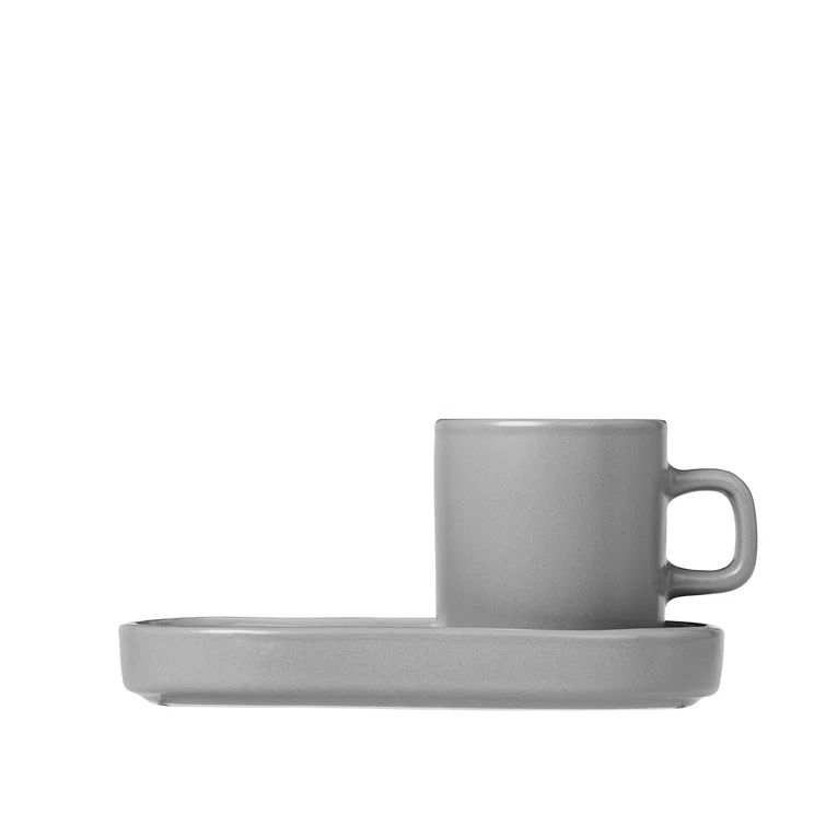 Mirage Gray Ceramic Espresso Cup Set with Matte Finish