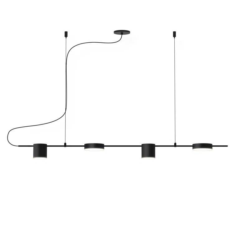 Sleek Satin Black Aluminum 4-Light LED Indoor/Outdoor Pendant