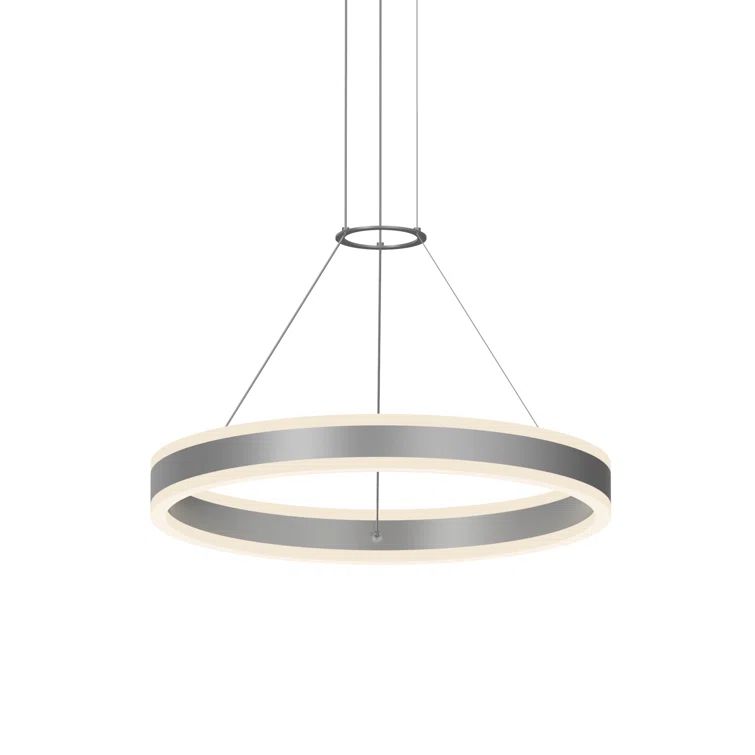Bright Satin Aluminum LED Ring Pendant Light