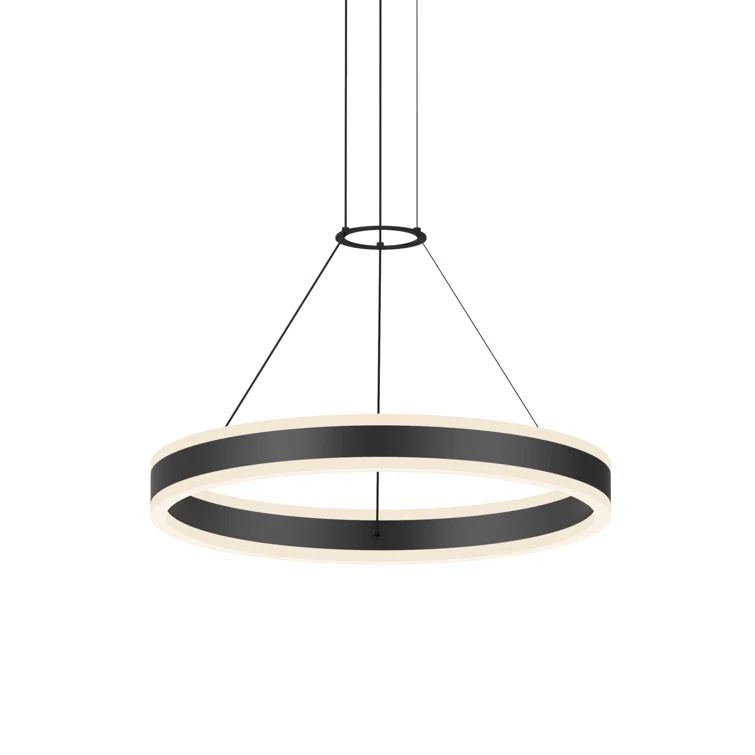Double Corona 2-Light Satin Black Aluminum LED Chandelier