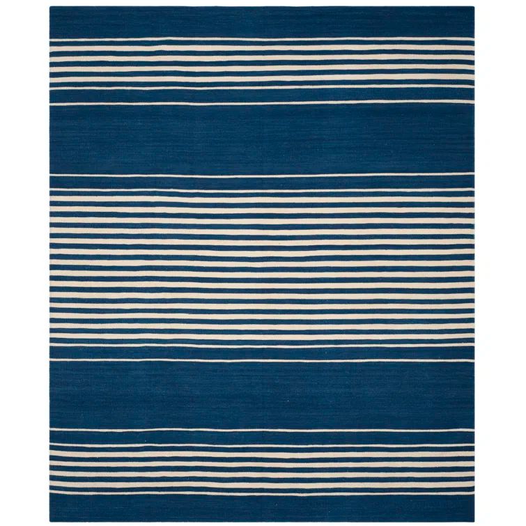 Pacific Stripe Handwoven Wool 8' x 10' Minimalist Area Rug