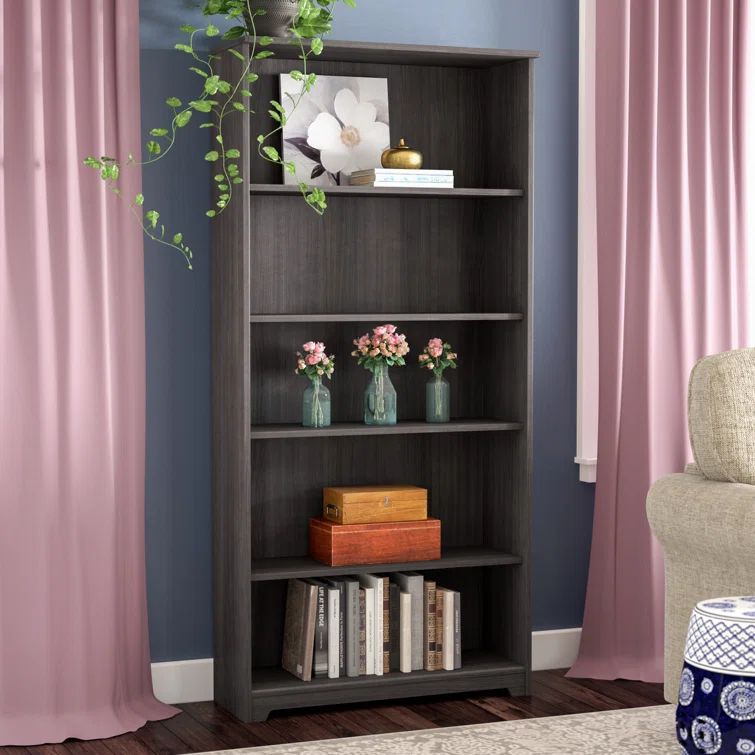 Cabot Traditional Heather Gray 5-Shelf Adjustable Bookcase
