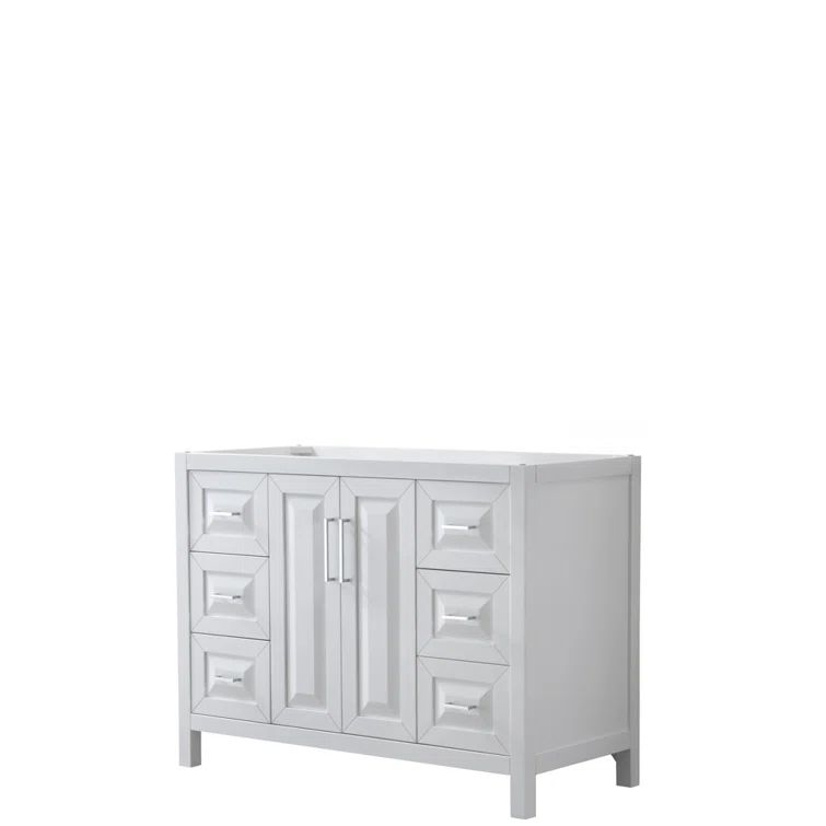 Daria 47" White and Chrome Single Bathroom Vanity Base