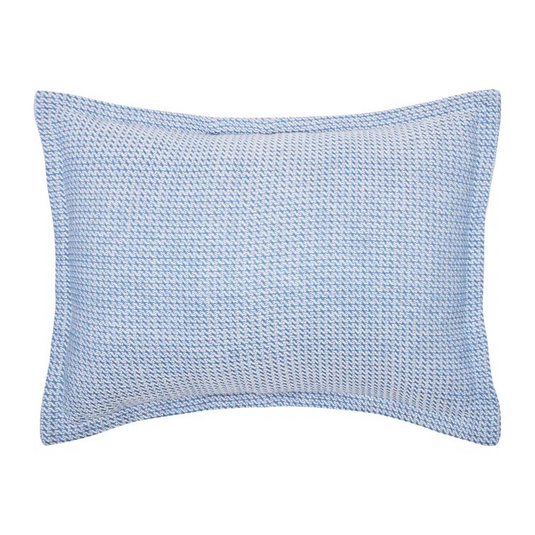 Santorini Blue Embroidered Cotton Standard Pillow Sham