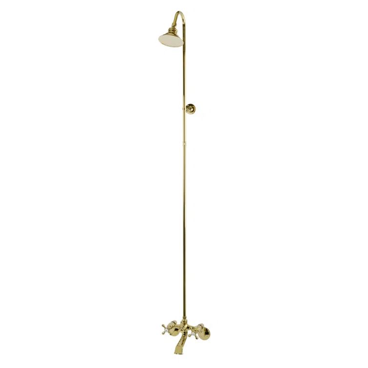Polished Brass Multi-Head Wall Mounted Clawfoot Tub Faucet