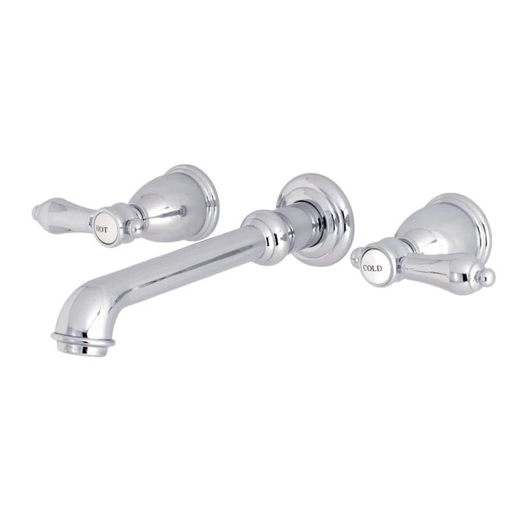 Elegant Heirloom Polished Chrome Dual-Lever Wall-Mount Tub Faucet