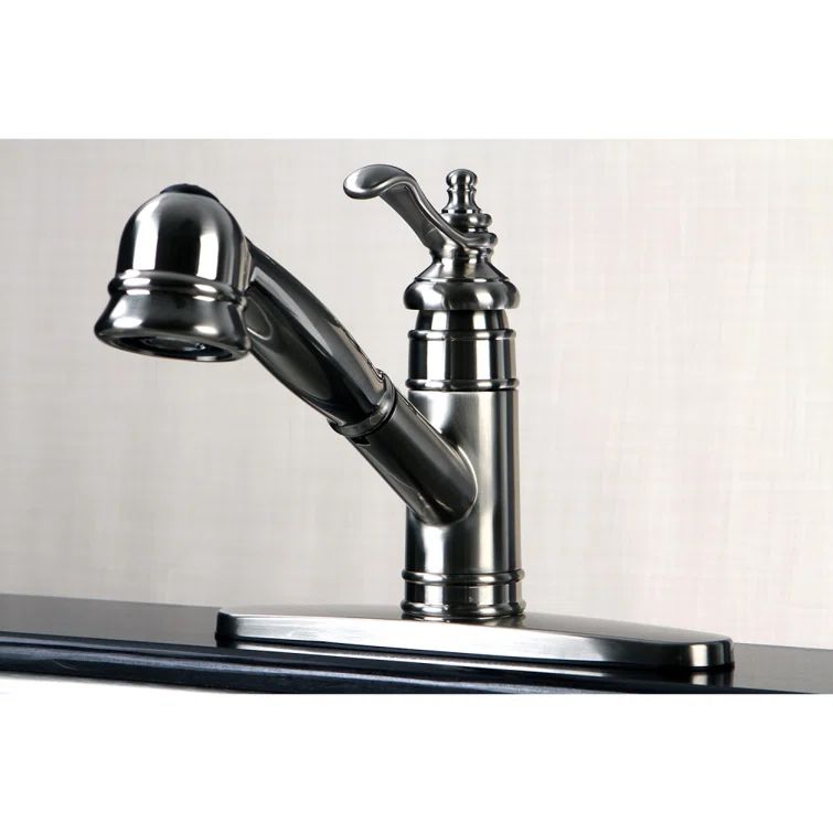 Nickel Single-Handle Pull-Out Kitchen Faucet with Sprayer