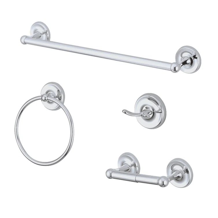 Victorian Polished Chrome 4-Piece Metal Bathroom Hardware Set