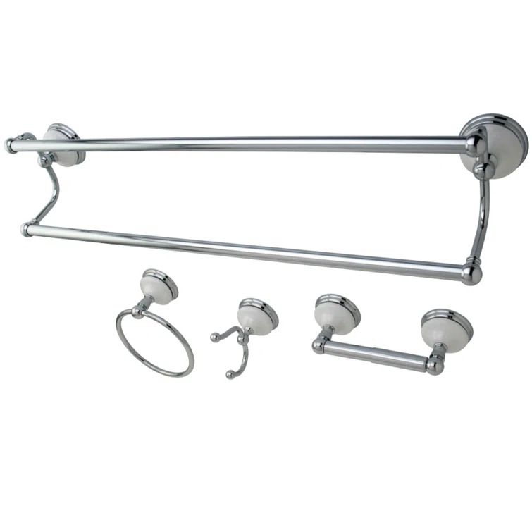 Victorian Polished Chrome 4-Piece Bathroom Hardware Set