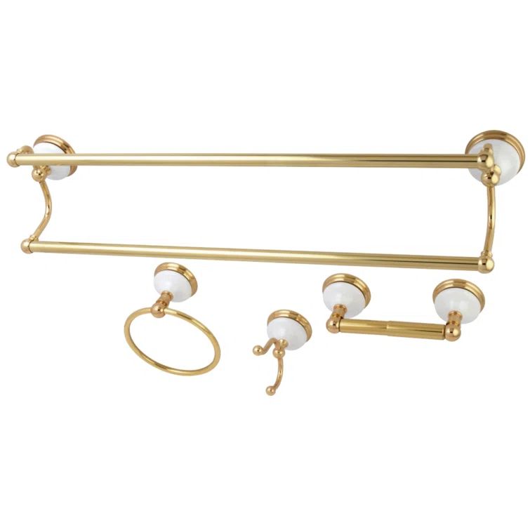 Victorian Polished Brass 4-Piece Bathroom Hardware Set