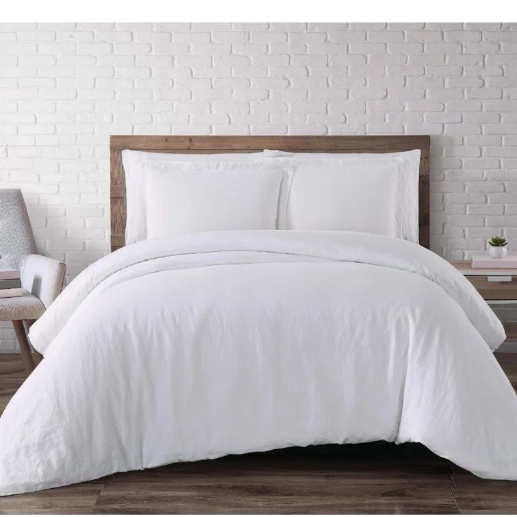 White Linen Full/Queen 3-Piece Duvet Cover Set