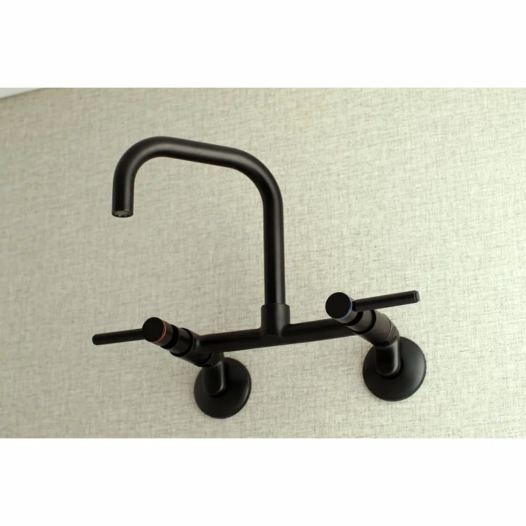 Concord Adjustable Matte Black Wall-Mount Kitchen Faucet