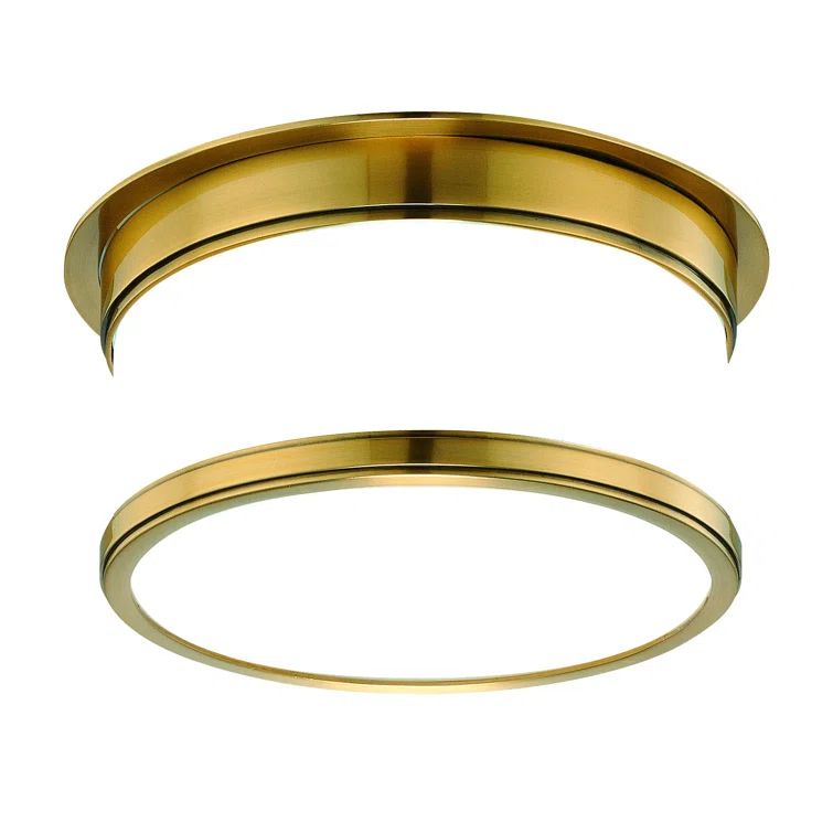 Geneva Aged Brass Glossy Glass Drum Indoor/Outdoor Flush Mount Light
