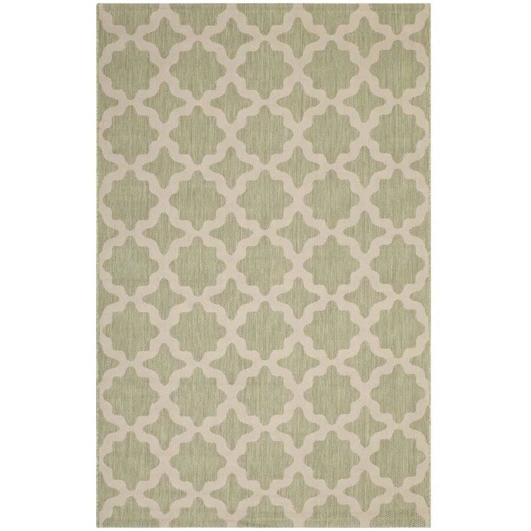 Beige & Light Green 8' x 10' Trellis Synthetic Area Rug