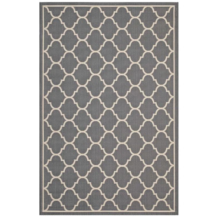 Avena 8' x 10' Gray and Beige Synthetic Trellis Area Rug