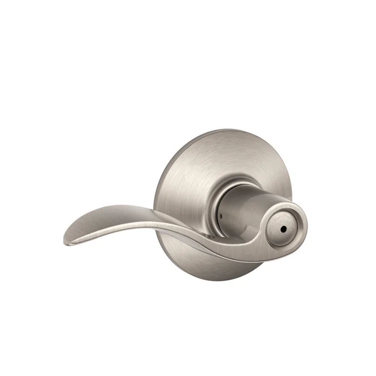 Satin Nickel Privacy Door Lever with Round Rose