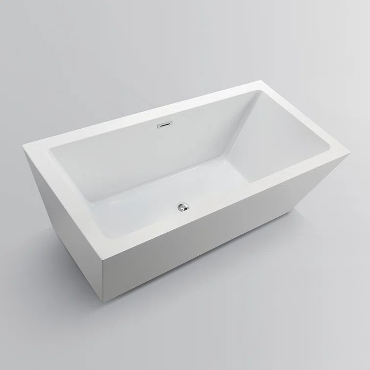 Elena 59" White Acrylic Freestanding Soaking Bathtub