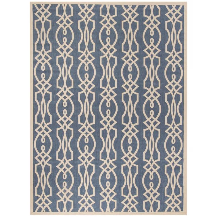 Handmade Reversible Blue Synthetic 5' x 7' Rectangular Rug